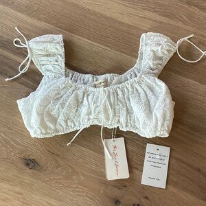 For Love & Lemons White Eyelet Crop Top